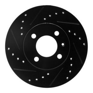 Volkswagen DERBY Brake Rotor (1) - Front Left - R1 Concepts - Drilled & Slotted - Black - `86-`08